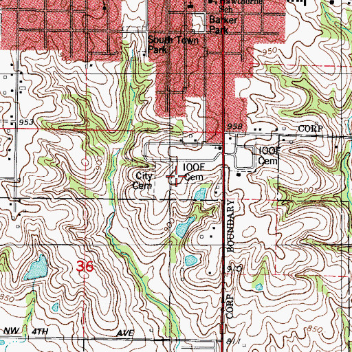 Topographic Map of President Richard Nixon's Iowa Ancestor Historical Marker, IA