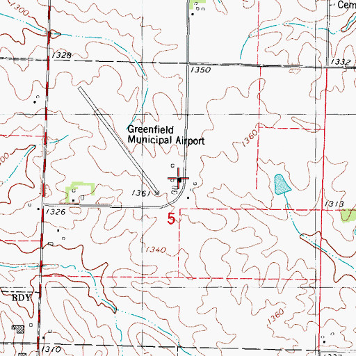 Topographic Map of Iowa Aviation Preservation Center, IA