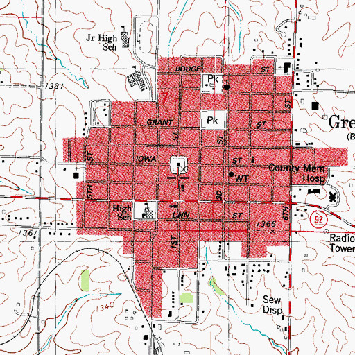 Topographic Map of Greenfield Chiropractic Center, IA