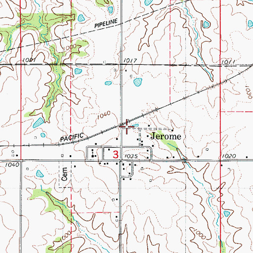 Topographic Map of Jerome, IA
