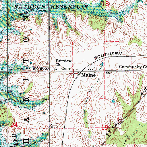 Topographic Map of Maine (historical), IA