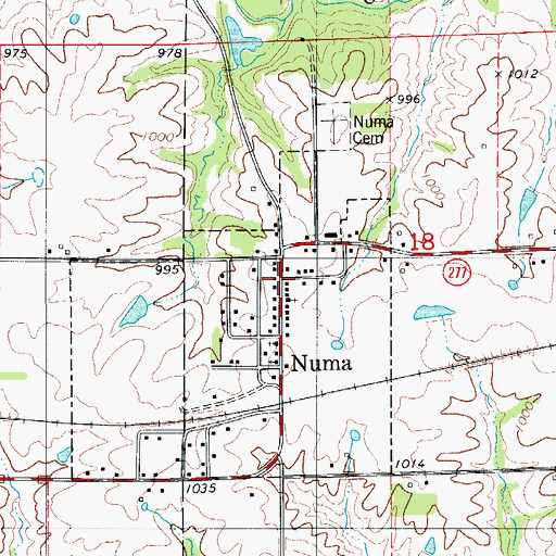 Topographic Map of Numa Post Office (historical), IA