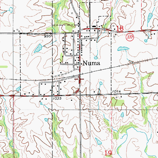 Topographic Map of Numa (historical), IA