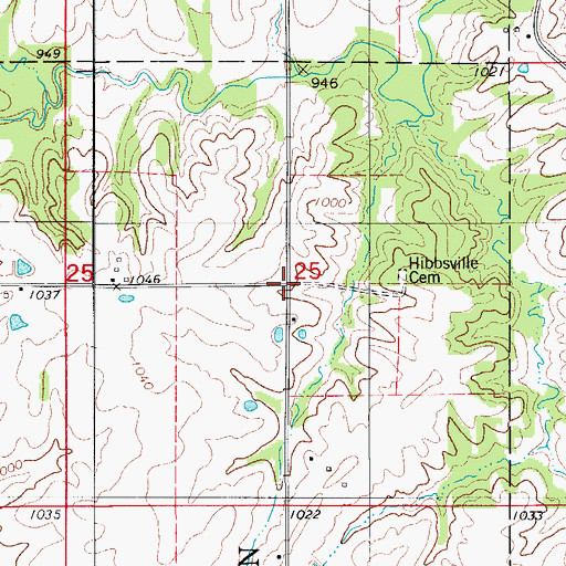 Topographic Map of Hibbsville Post Office (historical), IA