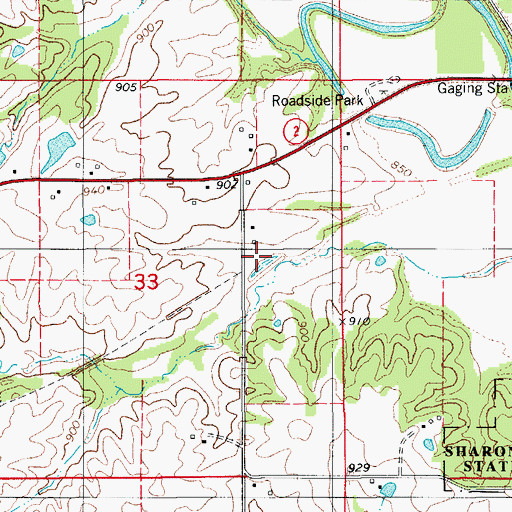 Topographic Map of Sharon (historical), IA