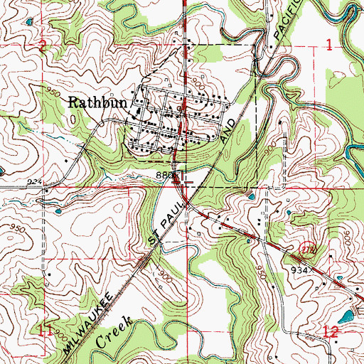 Topographic Map of Rathbun, IA