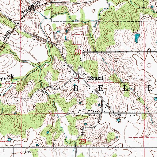 Topographic Map of Brazil, IA