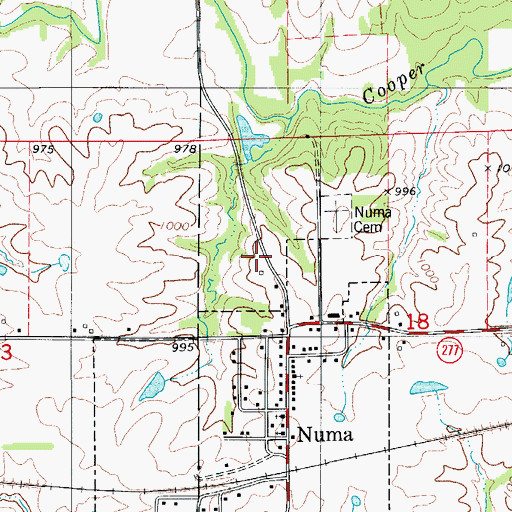 Topographic Map of Bellair Post Office (historical), IA