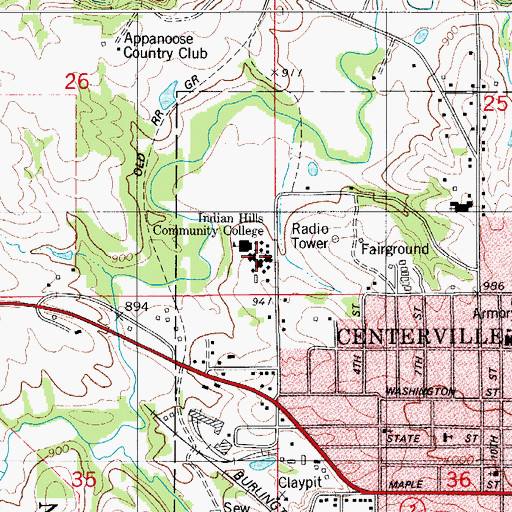 Topographic Map of Centerville Center Library, IA