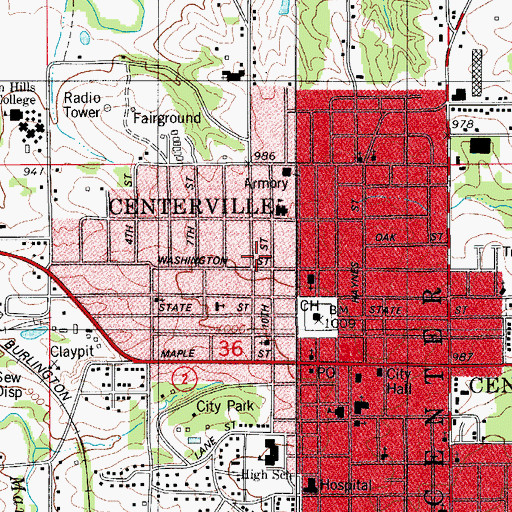 Topographic Map of Dora Barnes Residential Home, IA