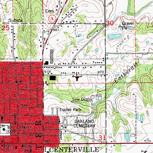 Topographic Map of Centerville Nursing and Rehabilitation Center, IA