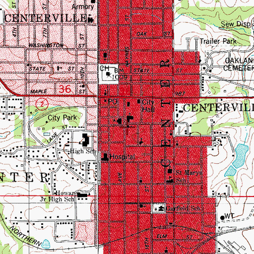 Topographic Map of Reorganized Church of Jesus Christ of Latter Day Saints, IA