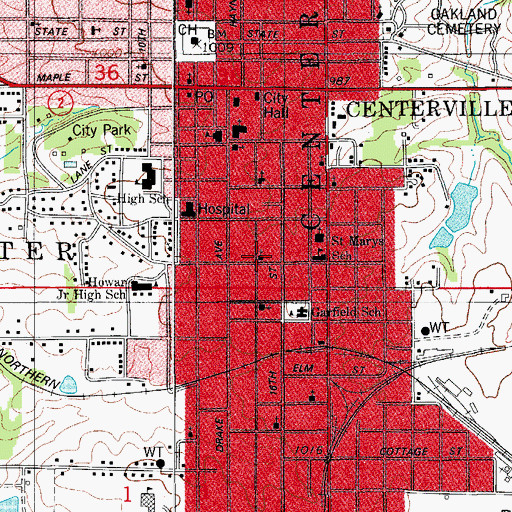 Topographic Map of First Evangelical Lutheran Church, IA