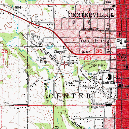 Topographic Map of Dale Baptist Church, IA
