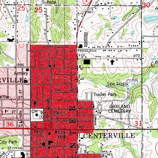 Topographic Map of Centerville Baptist Fellowship, IA