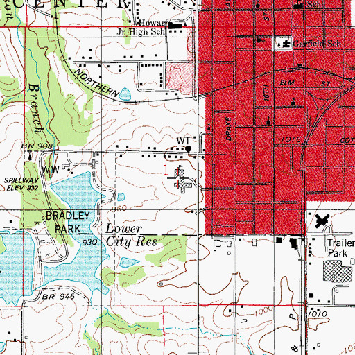 Topographic Map of Lakeview Elementary School, IA