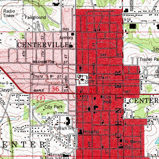 Topographic Map of Appanoose County Courthouse, IA