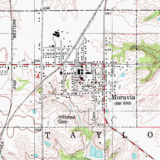Topographic Map of Moravia Community Fire and Rescue, IA
