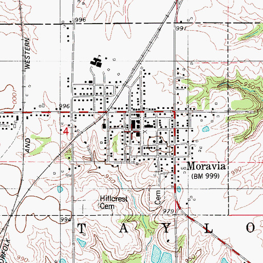 Topographic Map of Moravia Wabash Depot Museum, IA
