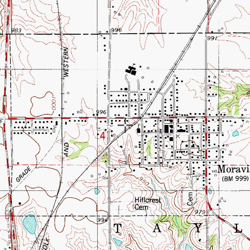 Topographic Map of Moravia, IA