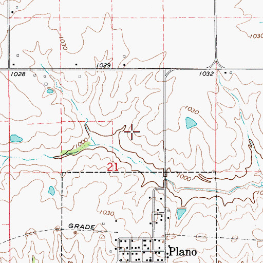 Topographic Map of Plano Recreation Area, IA