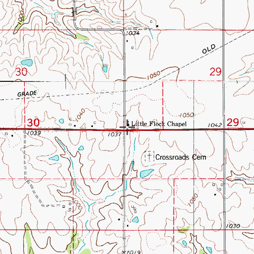 Topographic Map of Little Flock Chapel Roadside Rest Area, IA