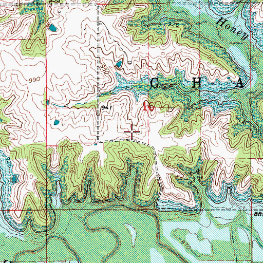 Topographic Map of Honey Creek State Park, IA