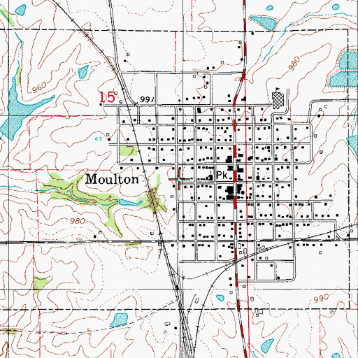 Topographic Map of Moulton Baptist Church, IA