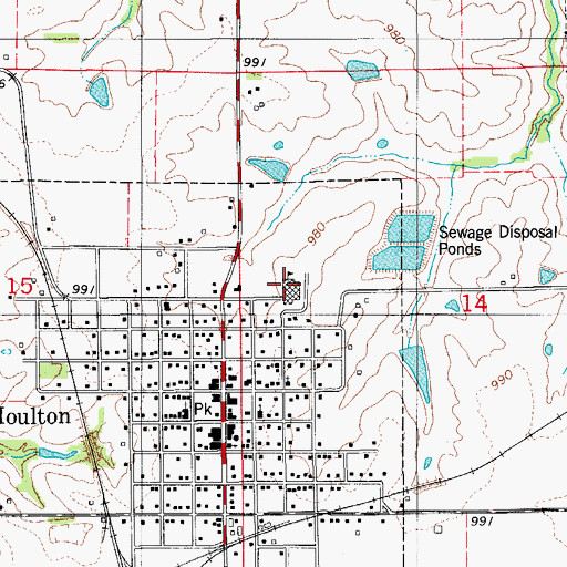 Topographic Map of Moulton - Udell Elementary School, IA