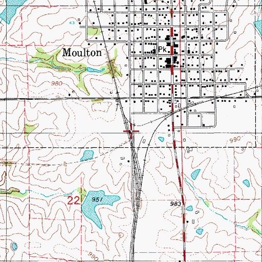 Topographic Map of Moulton, IA