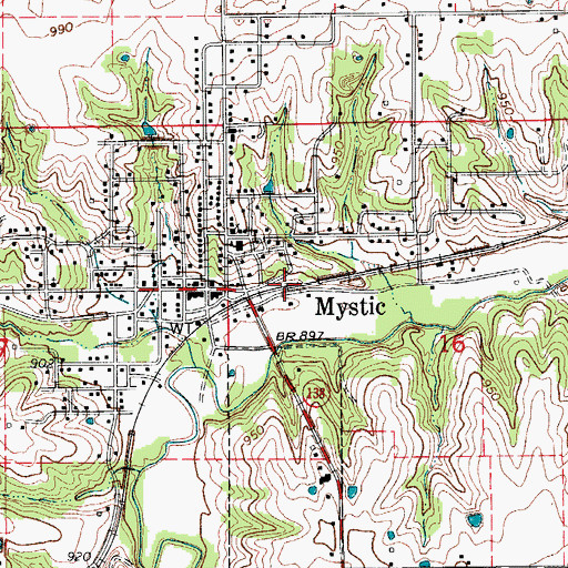 Topographic Map of Mystic, IA