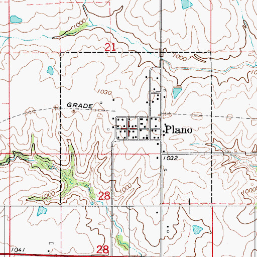 Topographic Map of Plano Post Office, IA