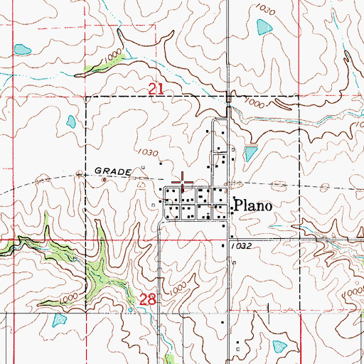 Topographic Map of Plano (historical), IA