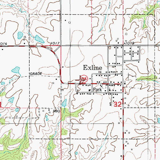 Topographic Map of Exline (historical), IA