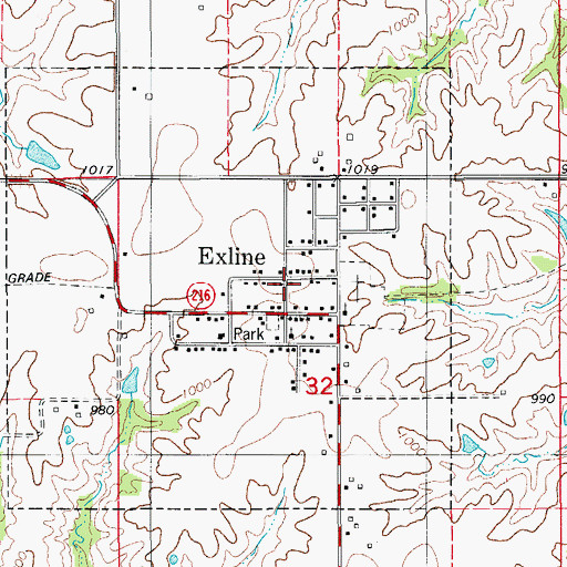 Topographic Map of Exline Community Center, IA