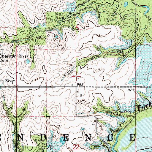 Topographic Map of Brushy Cemetery, IA