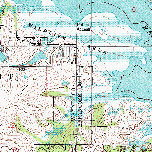 Topographic Map of Johnson Cemetery, IA