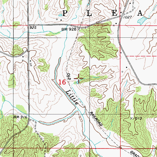 Topographic Map of Baker Cemetery, IA
