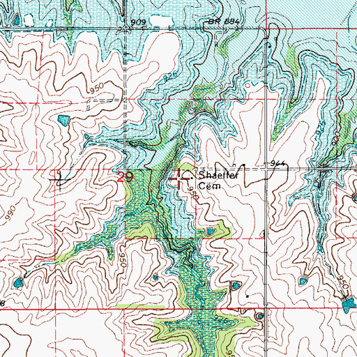 Topographic Map of Bohm Cemetery, IA