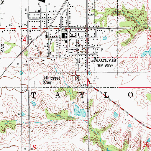 Topographic Map of Morans Cemetery, IA