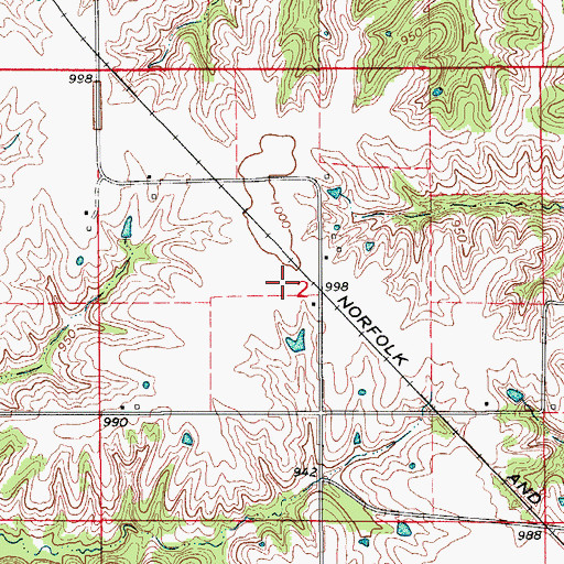 Topographic Map of Martin Cemetery, IA