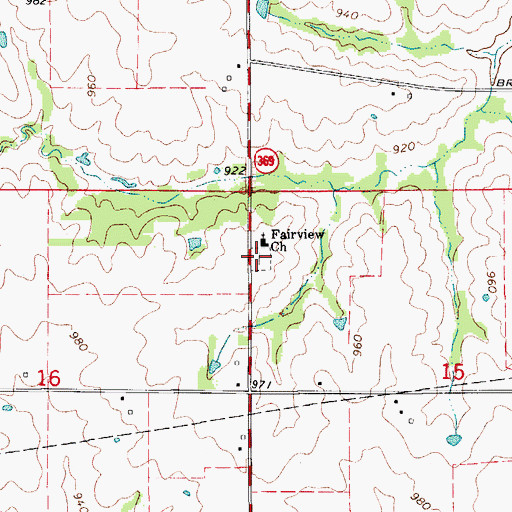 Topographic Map of Fairview Cemetery, IA