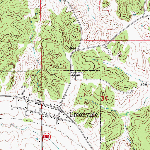 Topographic Map of Unionville Cemetery, IA