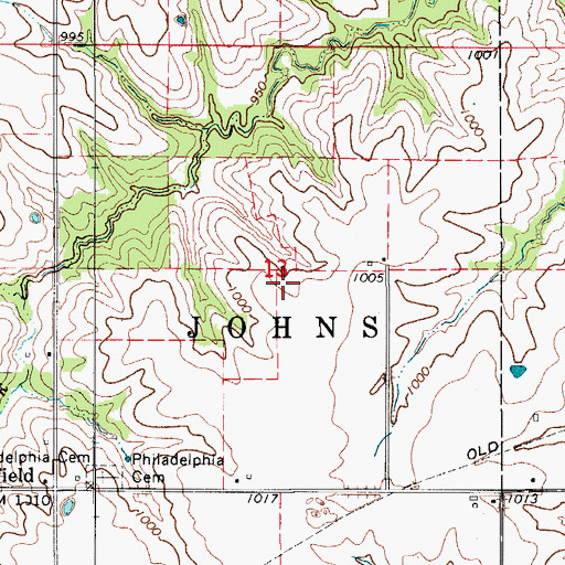 Topographic Map of Garfield Cemetery, IA