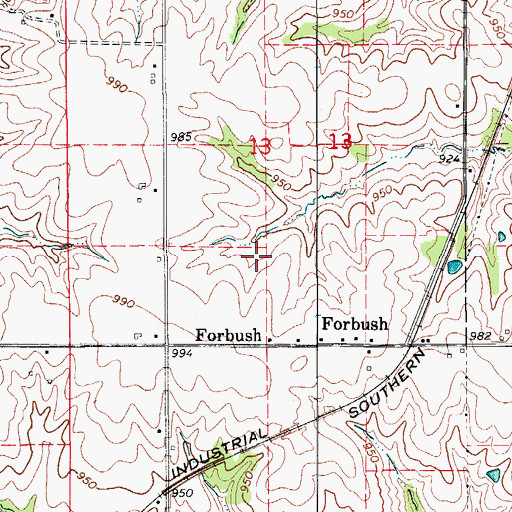 Topographic Map of Forbush Cemetery, IA