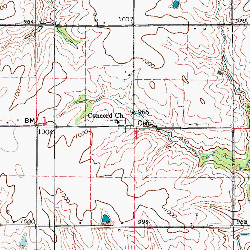 Topographic Map of Concord Cemetery, IA