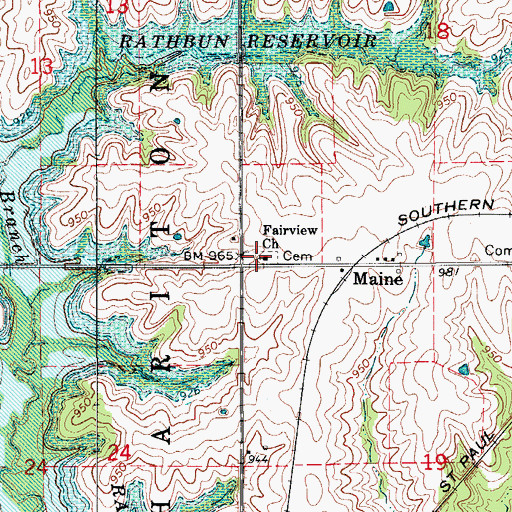 Topographic Map of Fairview Cemetery, IA