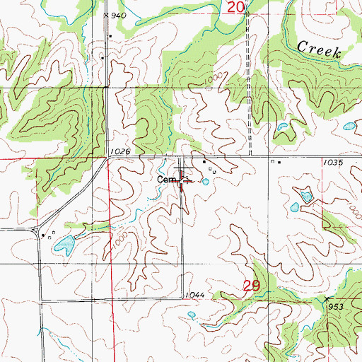 Topographic Map of Adamson Cemetery, IA