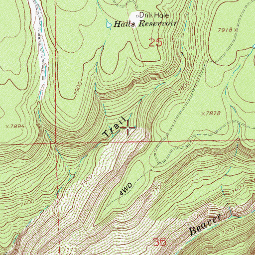 Topographic Map of Trail Number Two Reservoir, CO