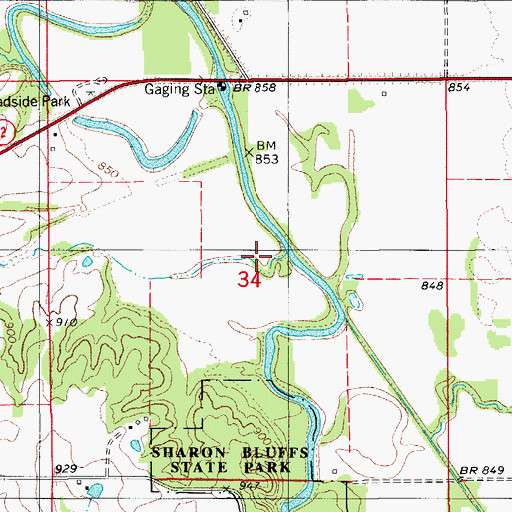 Topographic Map of Sharon Cemetery, IA